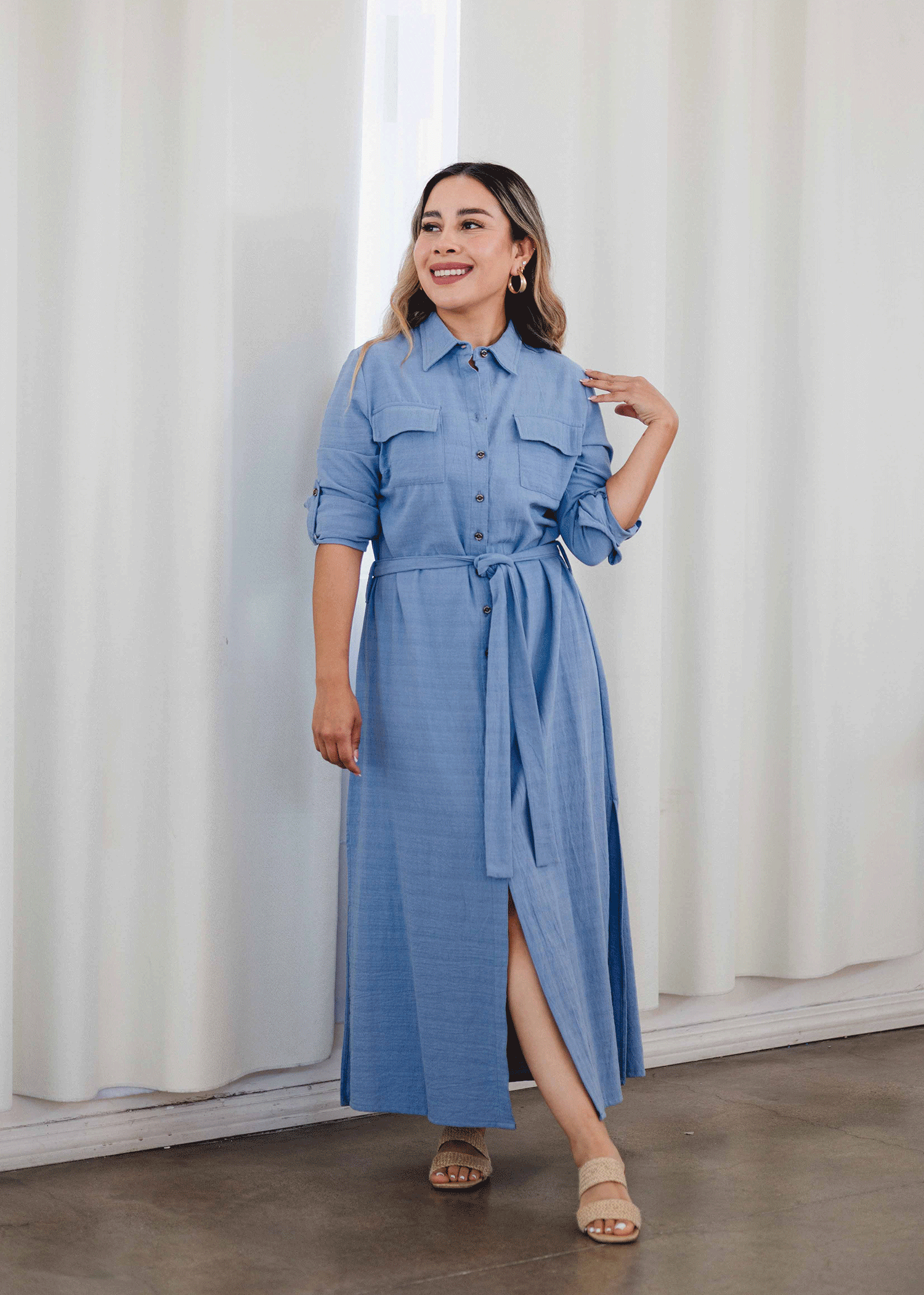 Vestido camisero con cinto