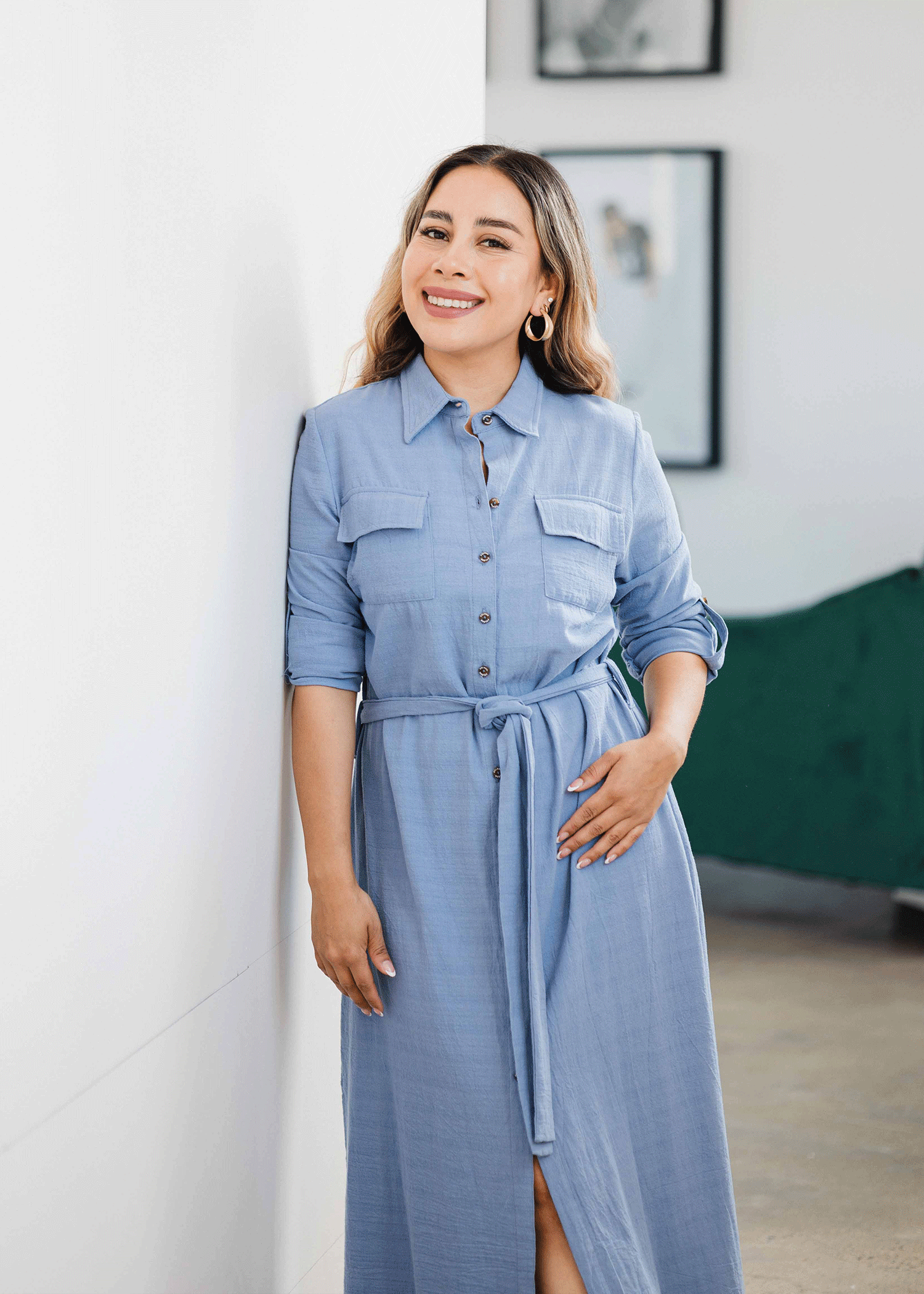 Vestido camisero con cinto