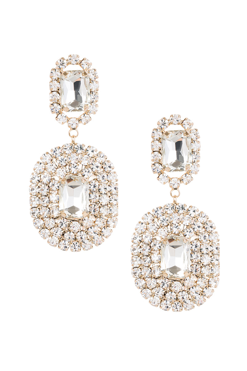 Aretes en forma de ovalo con brillos de fantasía