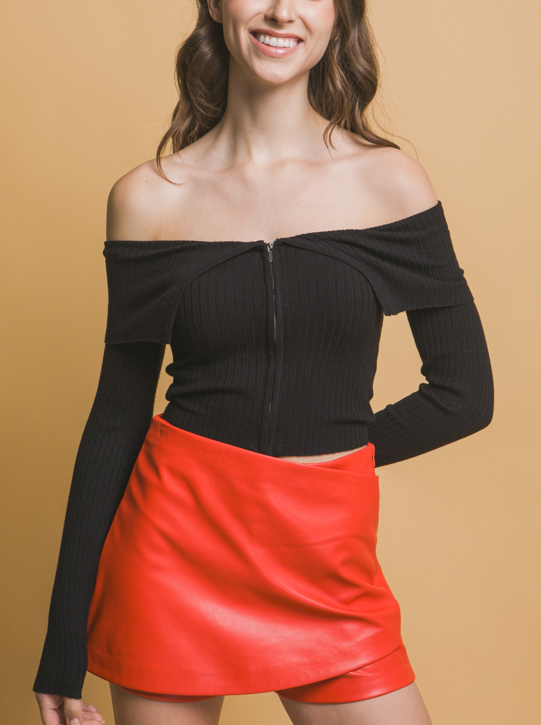Blusa Bardot Manga Larga