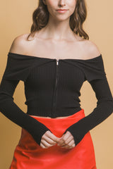 Blusa Bardot Manga Larga