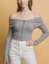 Blusa Bardot Manga Larga