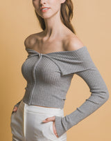 Blusa Bardot Manga Larga
