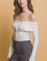 Blusa Bardot Manga Larga
