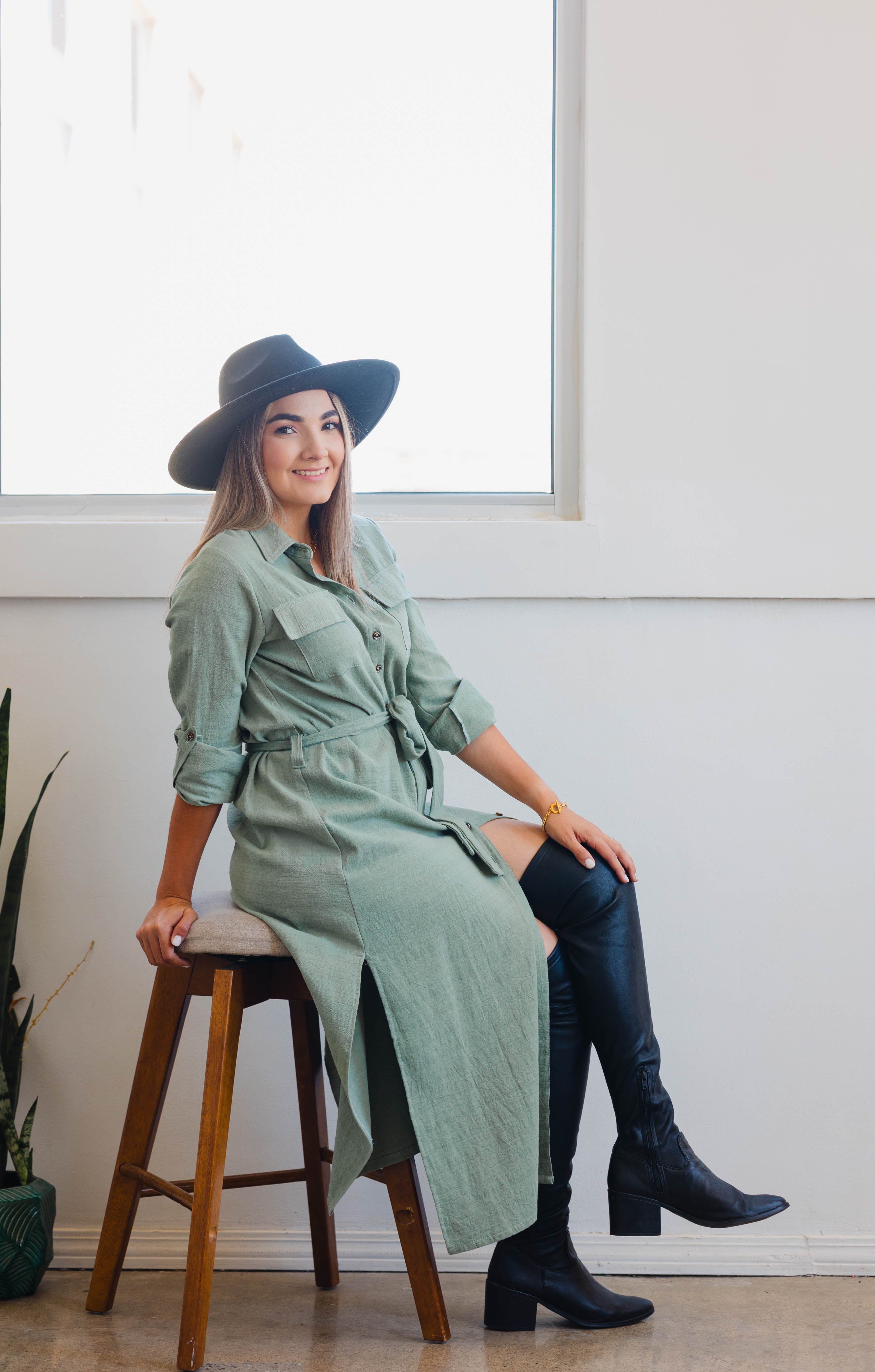 Vestido camisero con cinto