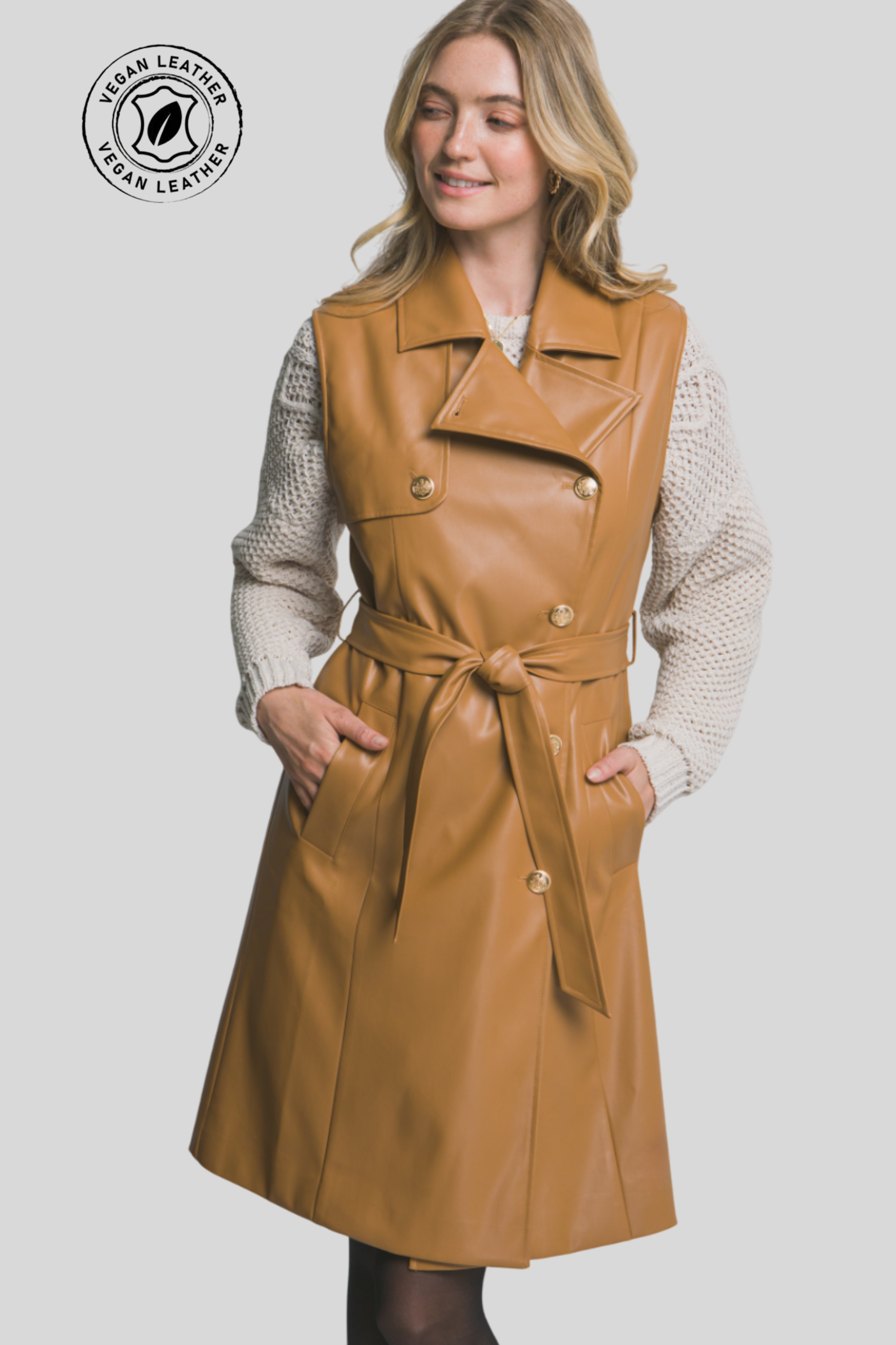 Chaleco largo vinipiel