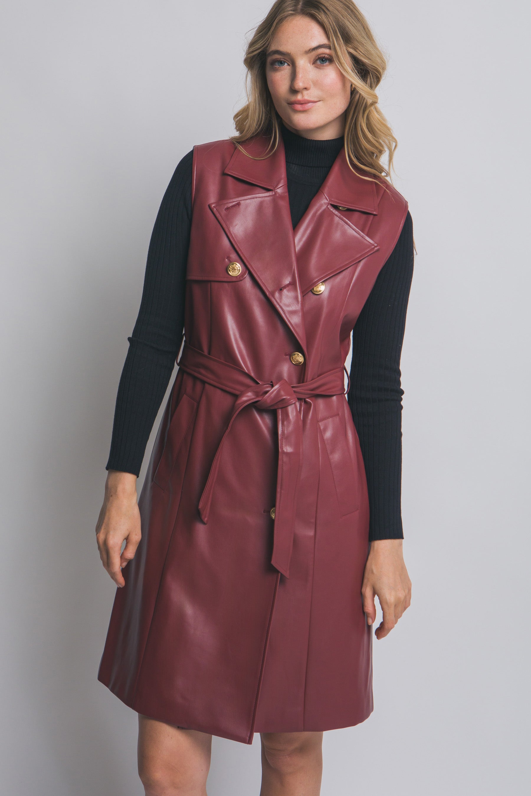 Chaleco largo vinipiel