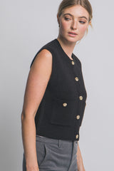 Chaleco tejido botones dorados
