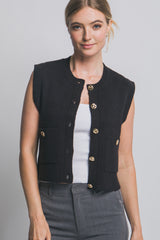 Chaleco tejido botones dorados