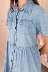Maxivestido mezclilla manga corta