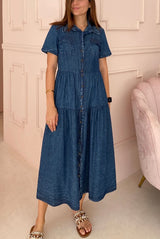 Maxivestido mezclilla manga corta