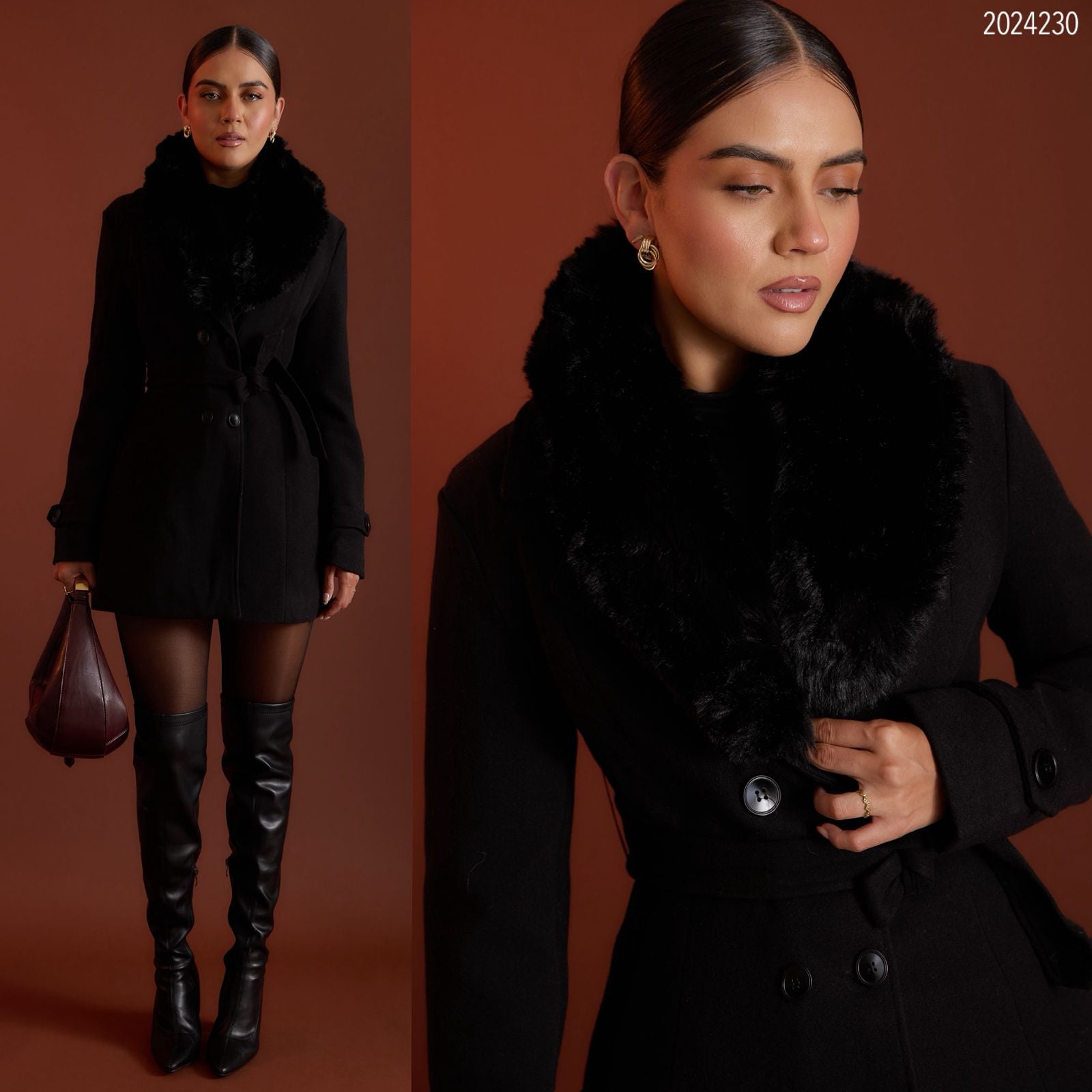 Abrigo cuello de peluche