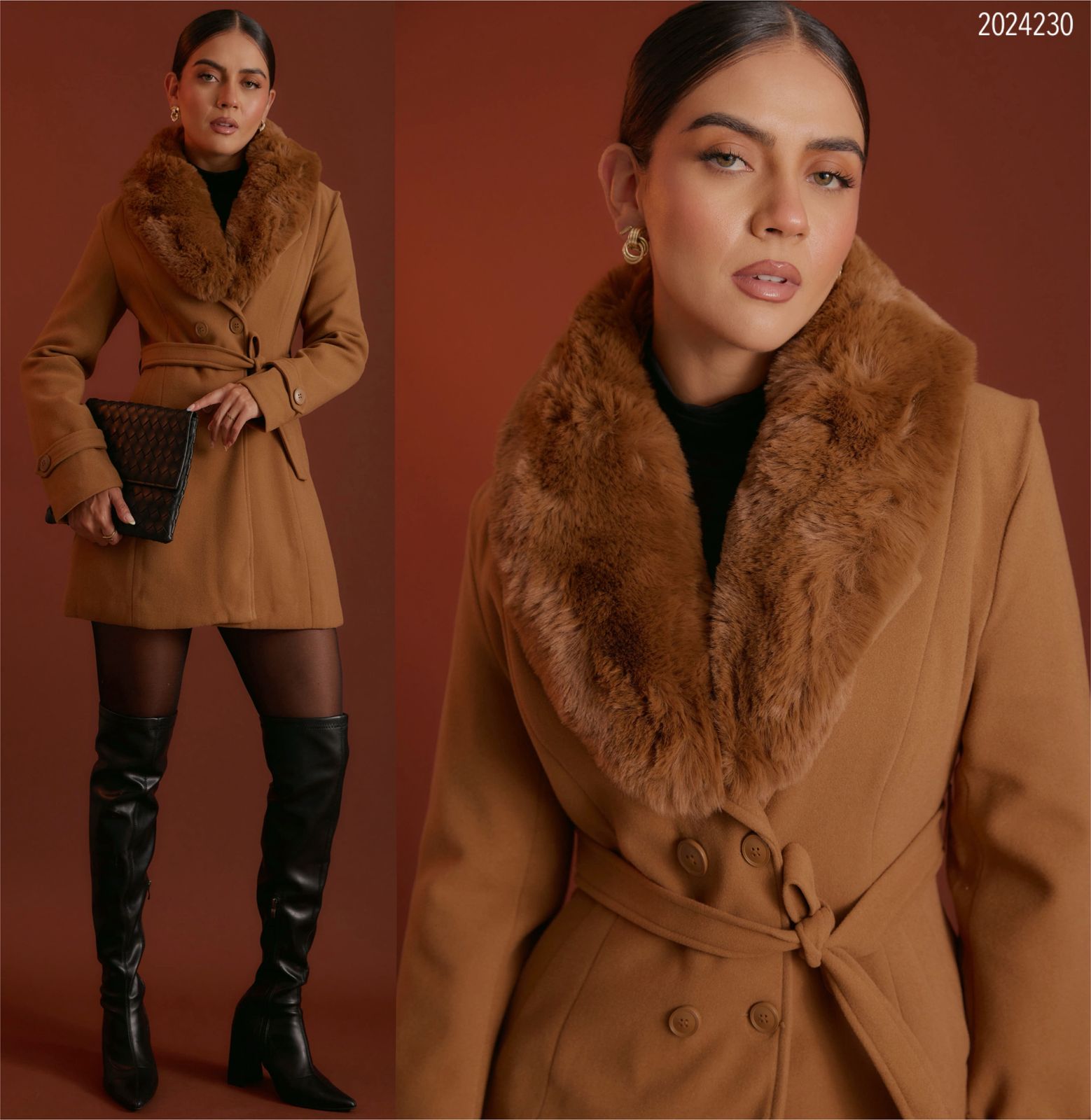 Abrigo cuello de peluche