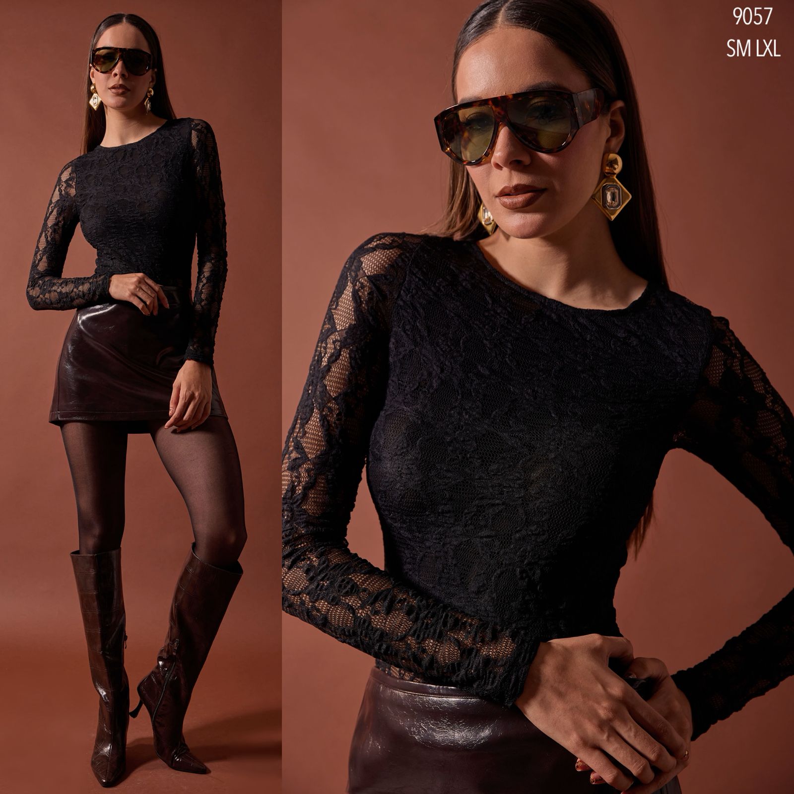 Blusa encaje manga larga