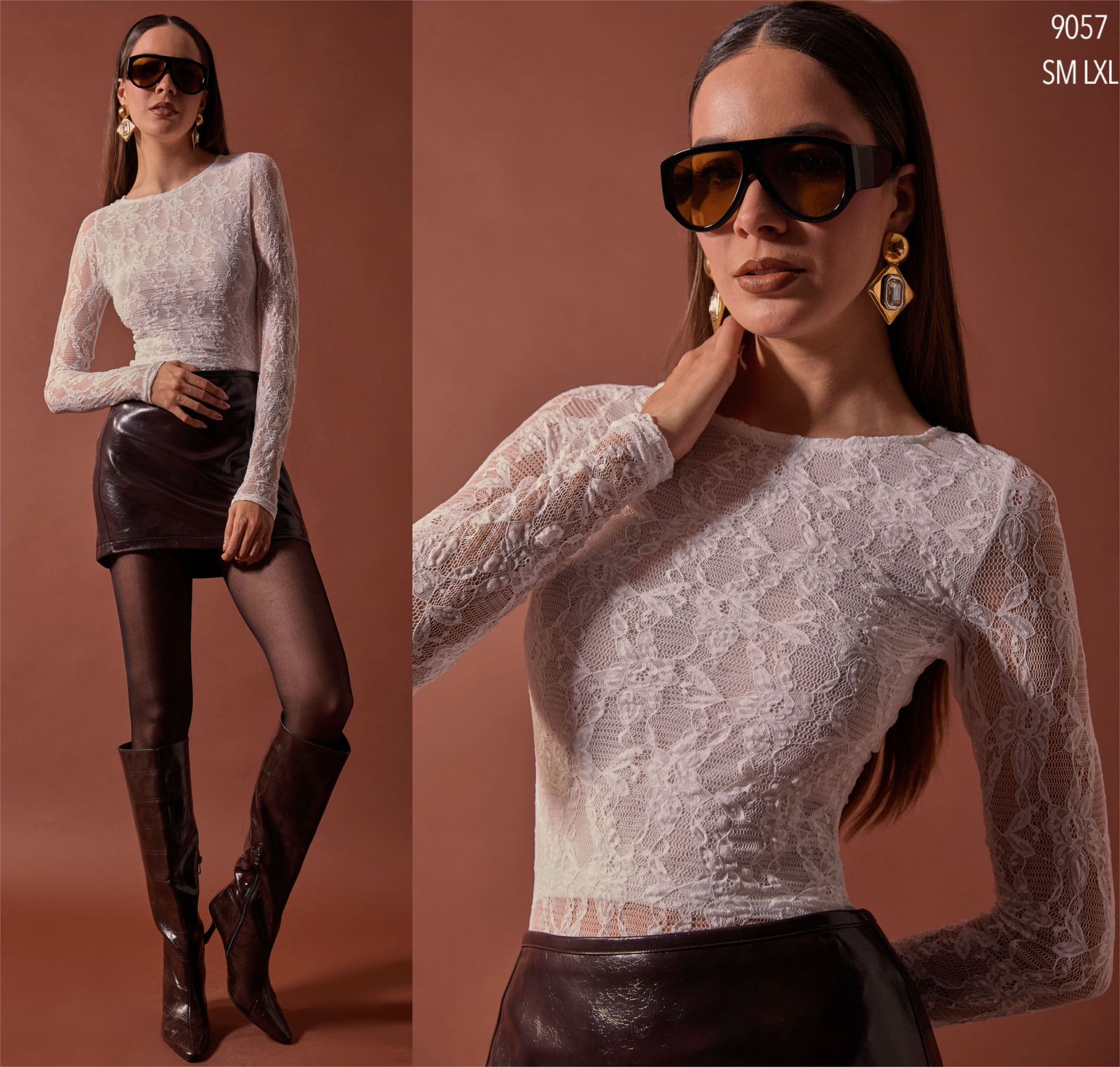 Blusa encaje manga larga