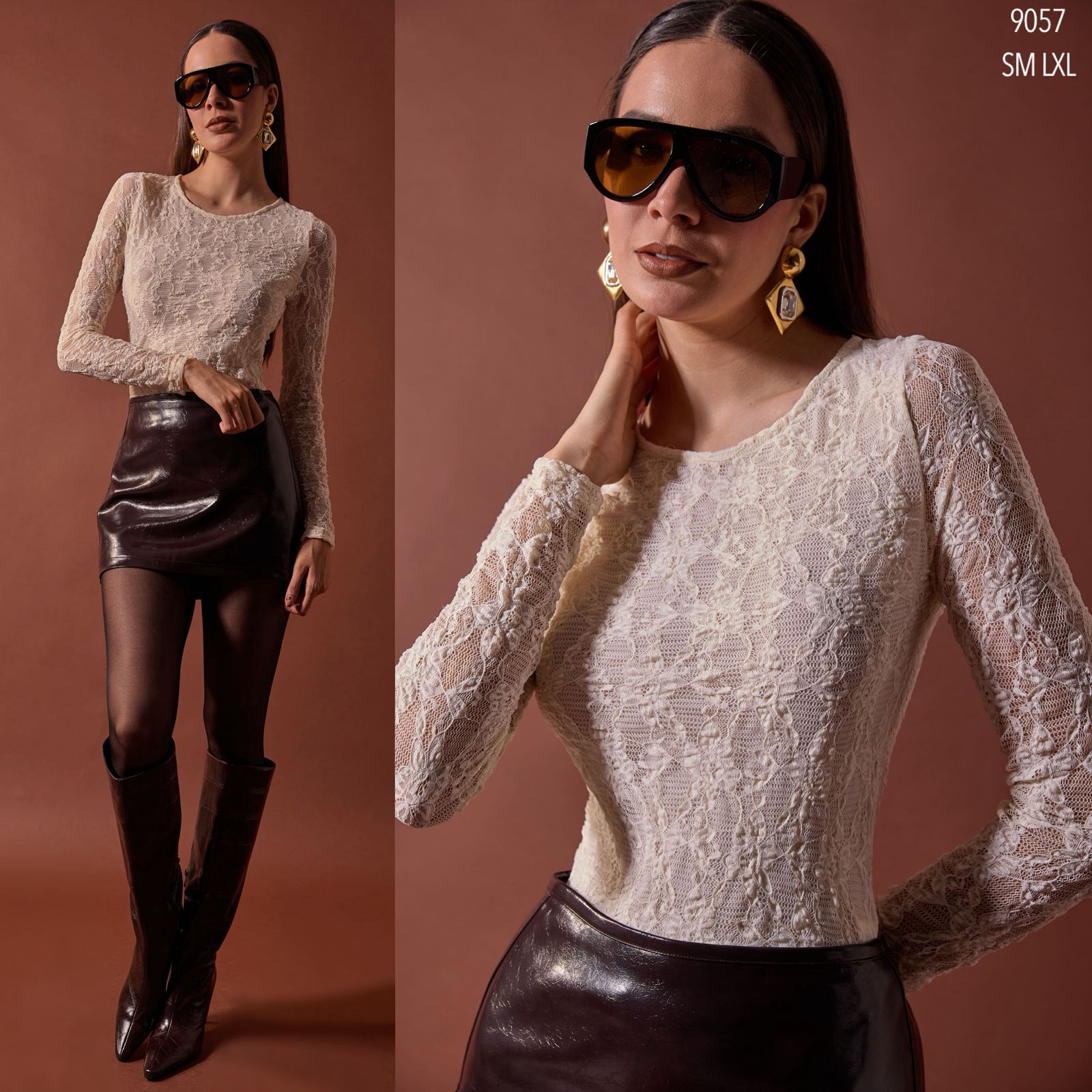 Blusa encaje manga larga