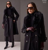 Abrigo largo cuello de peluche