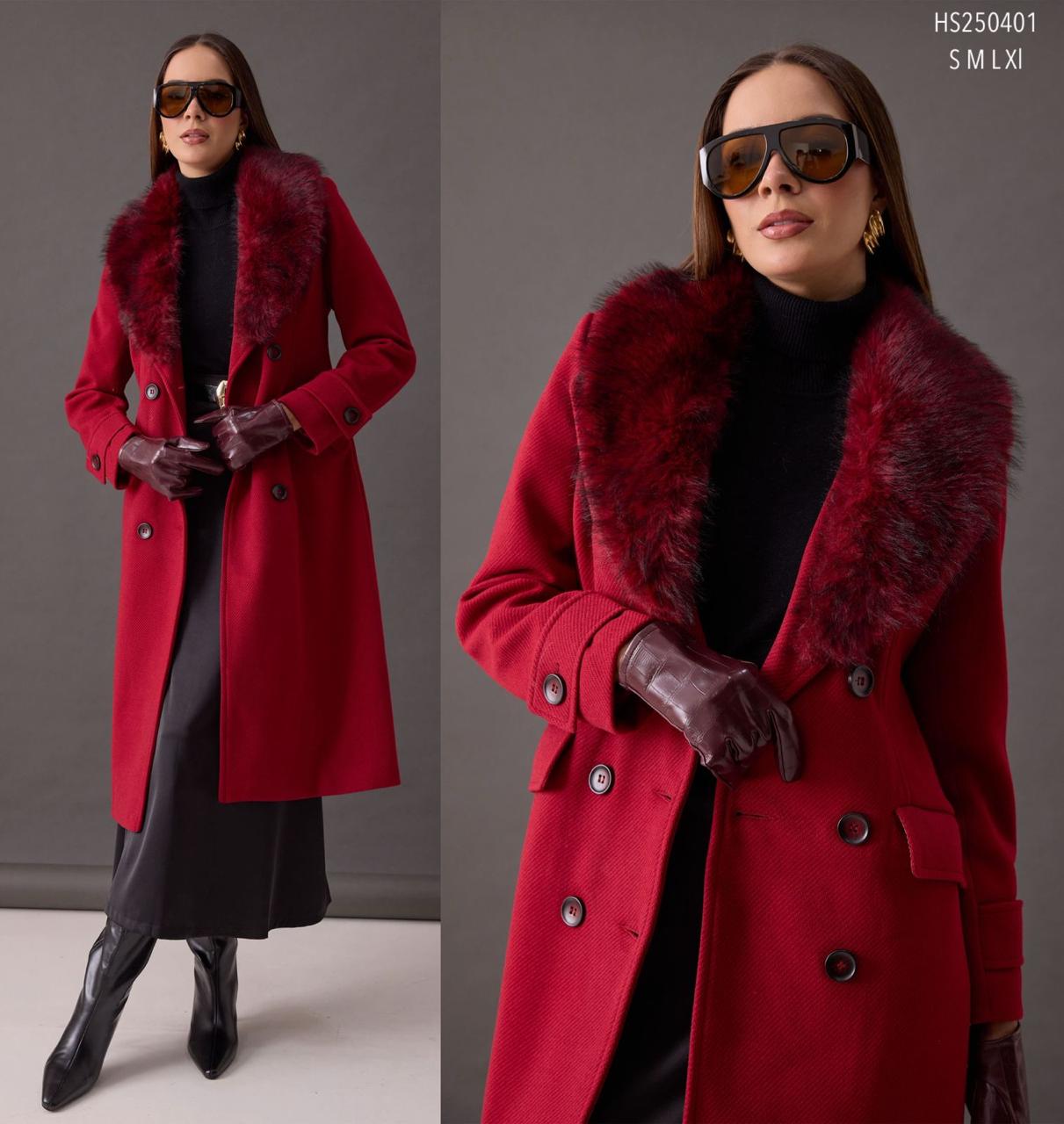 Abrigo largo cuello de peluche