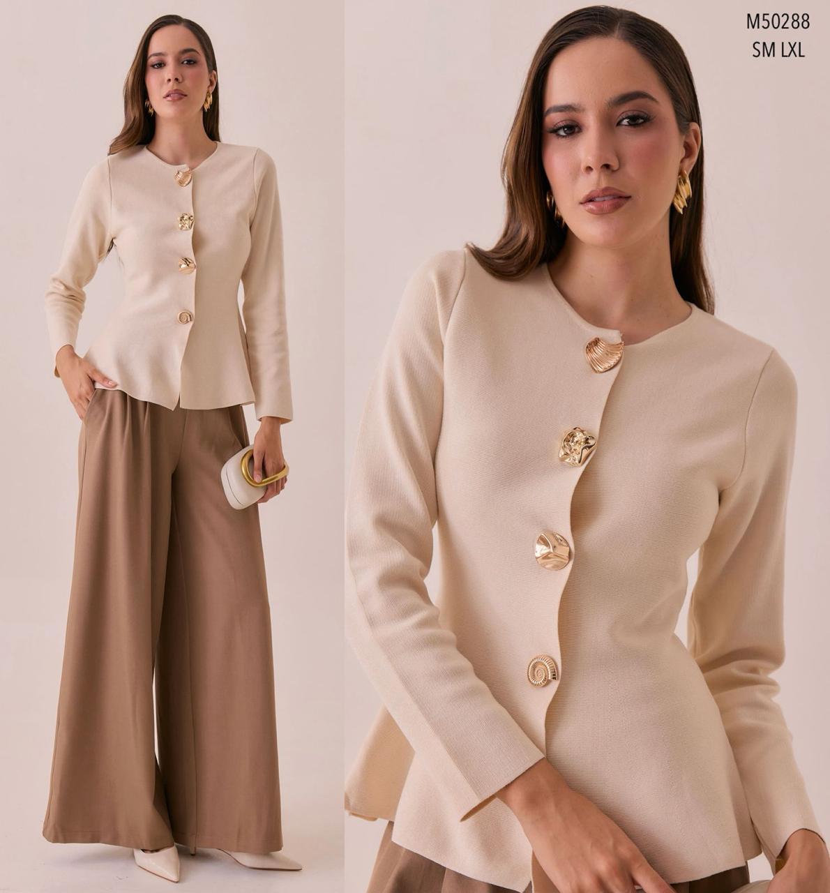 M50288 SUETER TEJ BOTONES  DORADOS