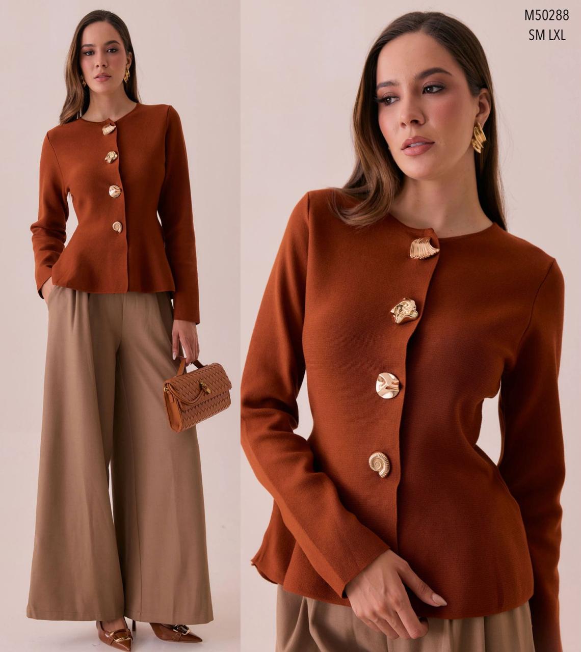 M50288 SUETER TEJ BOTONES  DORADOS