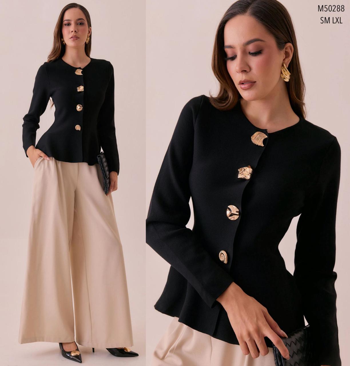 M50288 SUETER TEJ BOTONES  DORADOS