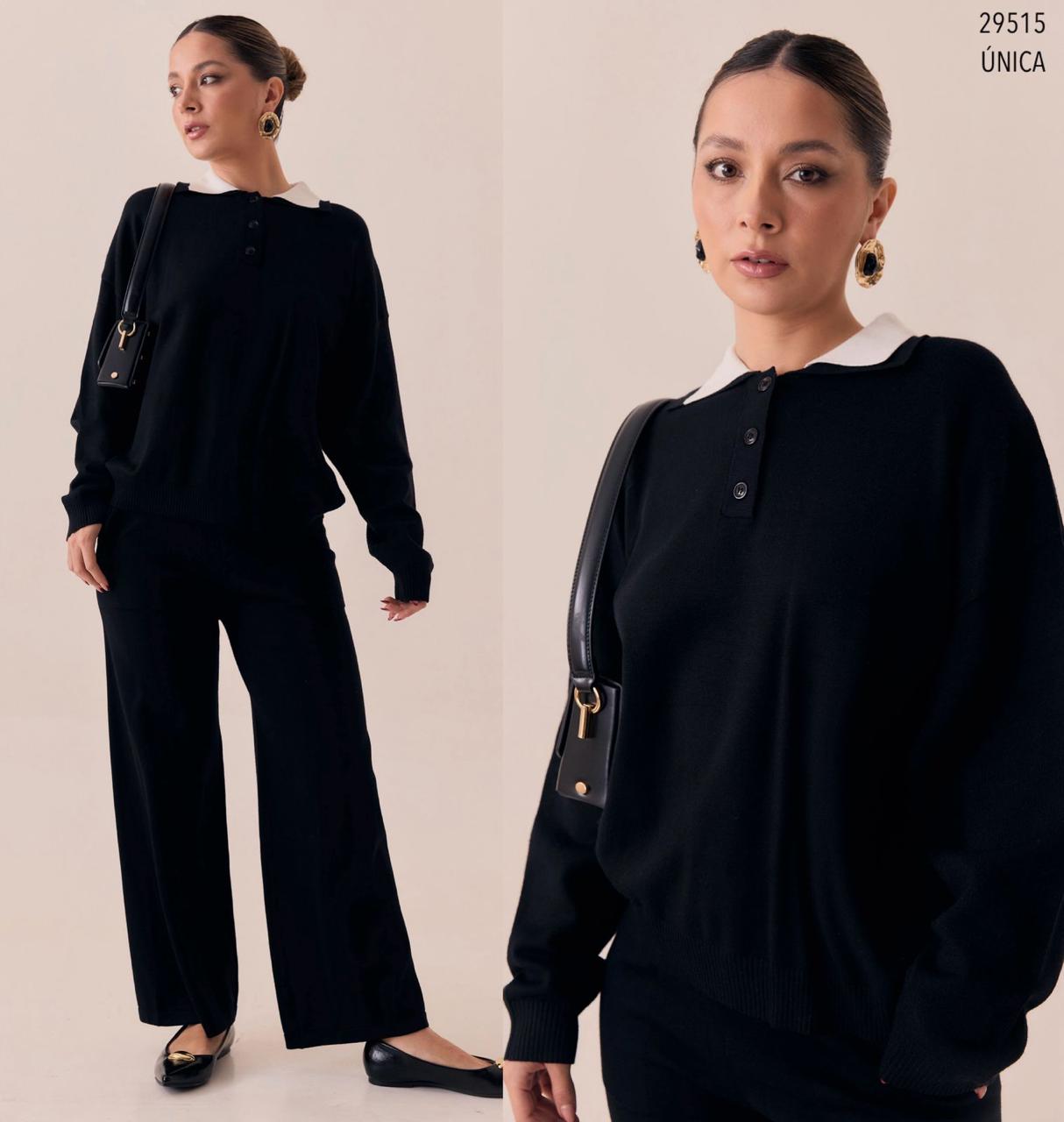 Conjunto tejido cuello blanco