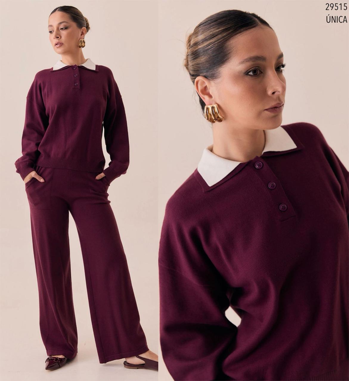 Conjunto tejido cuello blanco