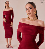 SHD2475 VESTIDOSTRAPLE CORRUGADO