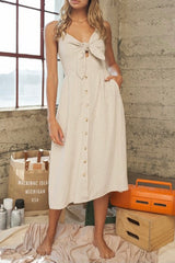 Vestido midi con moño enfrente