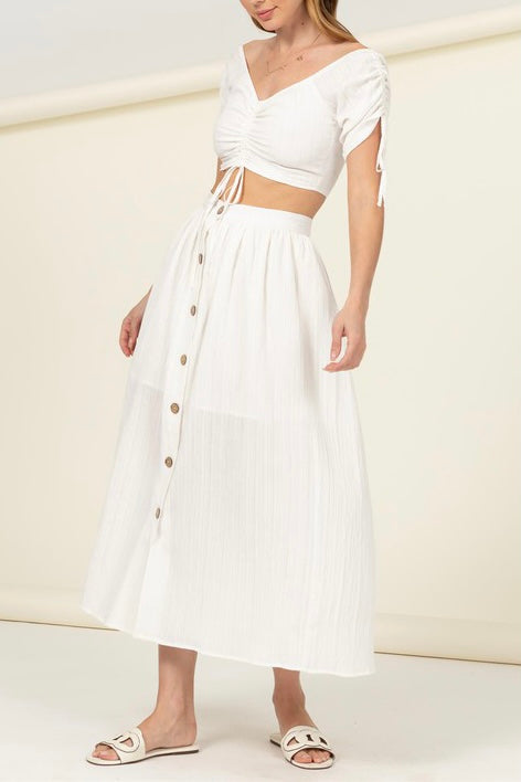 Set falda midi y top