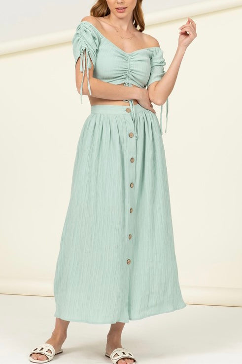 Set falda midi y top