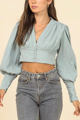 Blusa crop abotonada