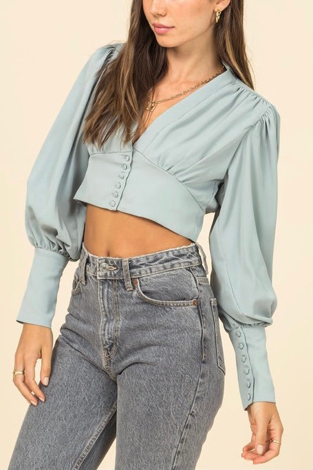 Blusa crop abotonada