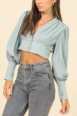 Blusa crop abotonada
