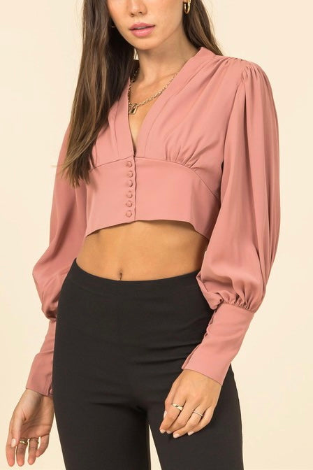 Blusa crop abotonada